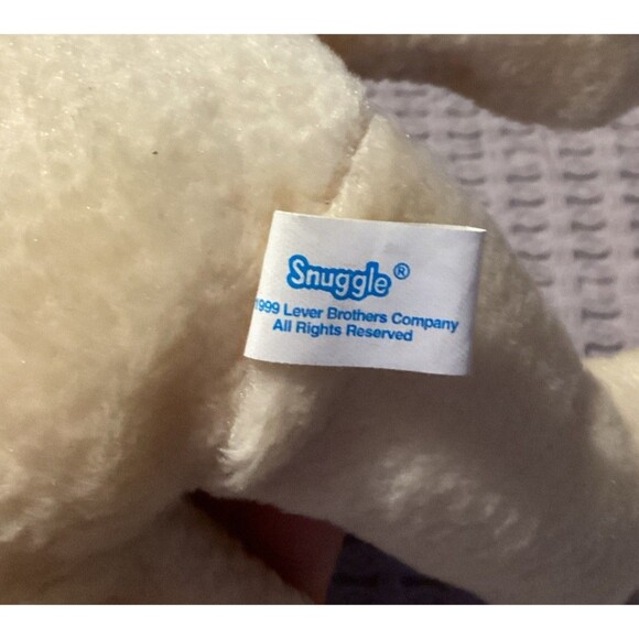 SNUGGLE Advertising Fabric Softener Cream Plush Bean Bear Lever Bros. 1999 Tags - Picture 4 of 8
